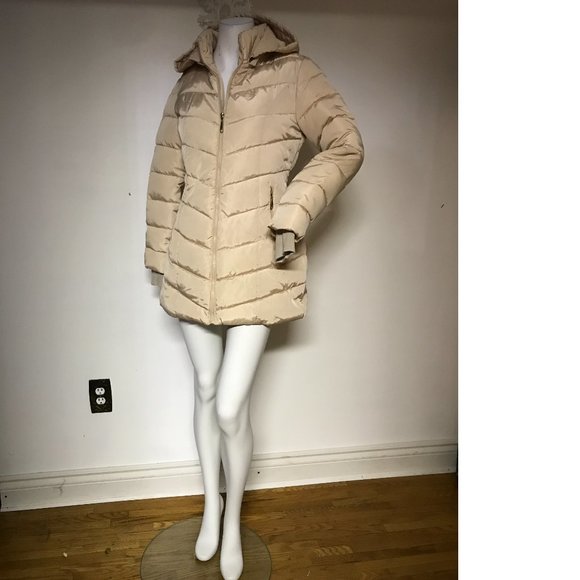 Black Long Coat Jacket Puffer Removable Hood Faux Fox Fur Fall Winter NWOT - Picture 6 of 6